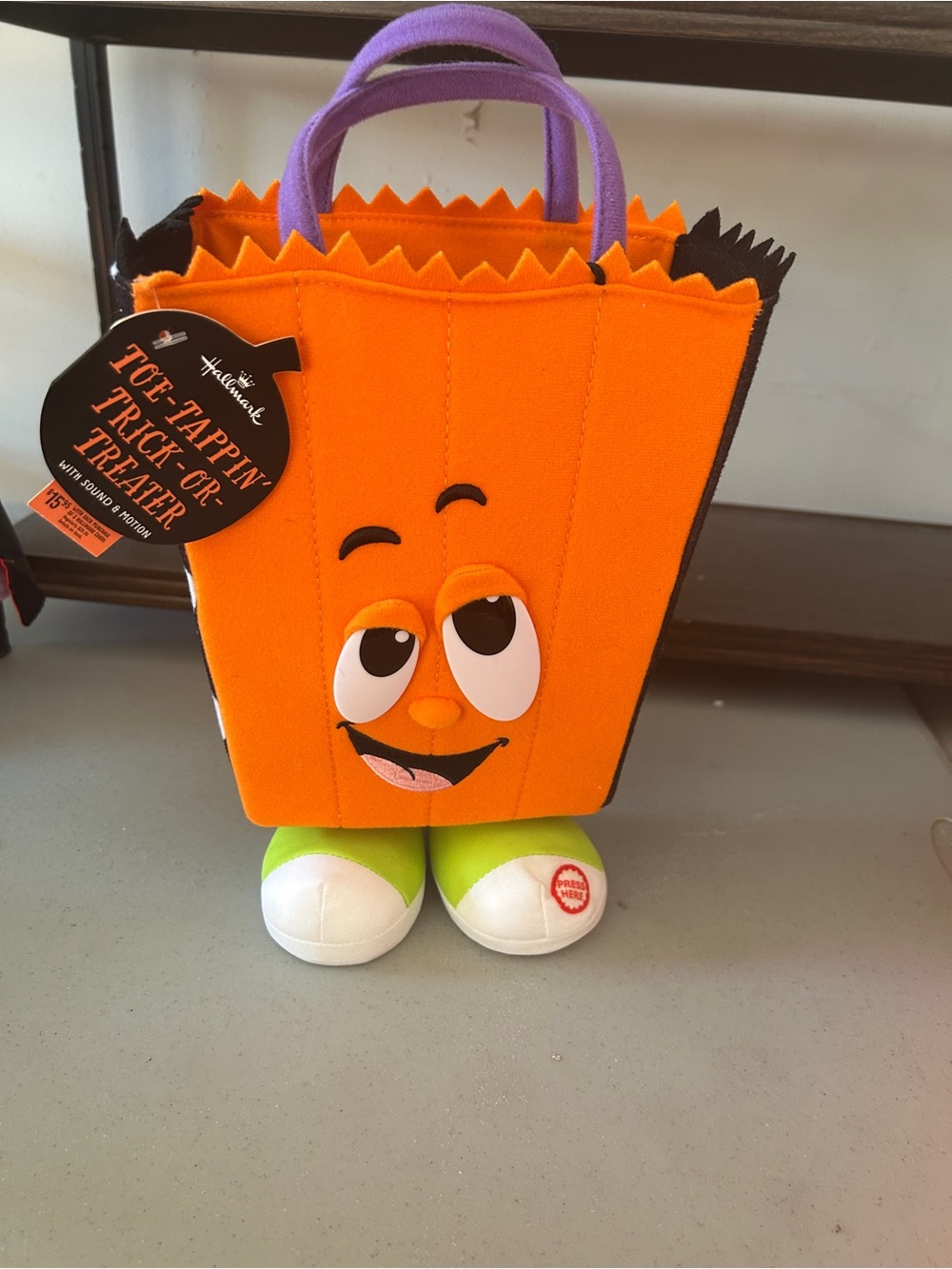 Hallmark Halloween Animated Toe Tappin Trick or Treater Talking Bag
